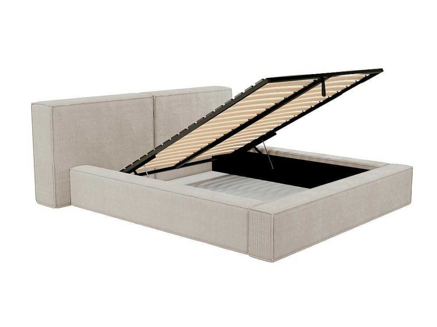 PASCAL MORABITO Tweepersoonsbed | Kofferbed 160 X 200 Cm - Corduroy - Beige - Timano - Van Pascal Morabito