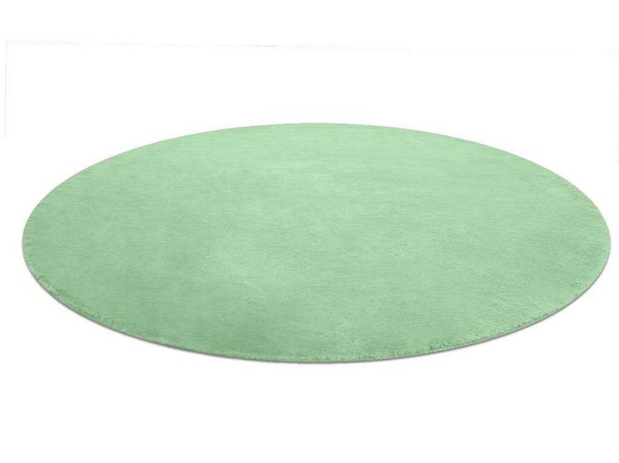 RugsX Tapijt Rond | Tapijt Bunny Rond Groen Imitatie Konijnenvacht Cercle 80 Cm