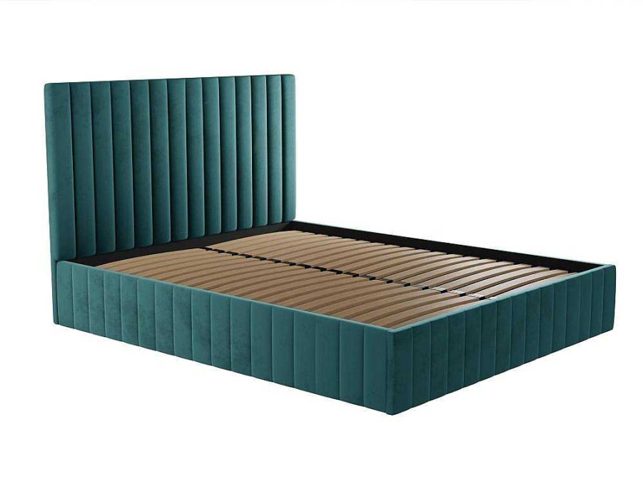 PASCAL MORABITO Fluwelen Bed | Kofferbed En Hoofdbord Met Verticale Stiksels - 180 X 200 Cm - Fluweel - Taupe - Larali - Van Pascal Morabito