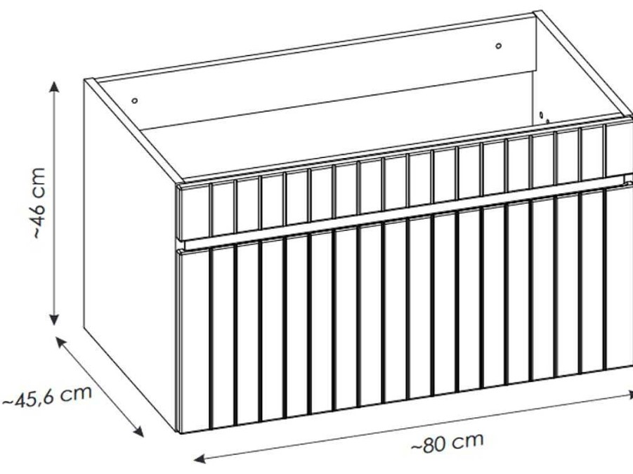 Vente-unique Wastafelmeubel | Roze Hangmeubel Met Strepen Voor Onder Wastafel Met Plank - 80 Cm - Satara