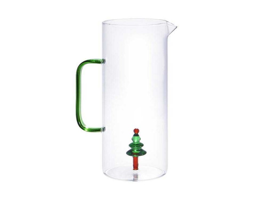 OZAIA Tafelservies | Karaf Met Kerstboom In Glas - Transparant En Groen - O14,5 X H24 - Mannie