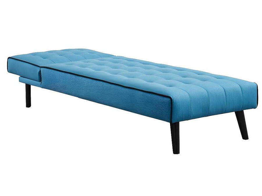 Vente-unique Chaise Longue | Uitklapbare Chaise Longue Bayou Van Stof - Blauw En Zwarte Paspel