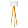 OZAIA Staande Lamp | Staande Lamp Lorens - Hout En Linnen - 45 X 45 X 153 Cm - Wit