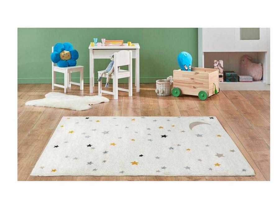 OZAIA Kindervloerkleed | Kindertapijt Moony - Polypropyleen - 100 X 150 Cm - Beige, Roze En Geel