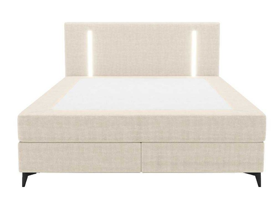 Ysmée Boxspringbed | Set Boxspring Met Hoofdbord Met Ledverlichting + Bedbodem + Matras + Dekmatras - 180 X 200 Cm - Stof - Beige - Ono Van Ysmee