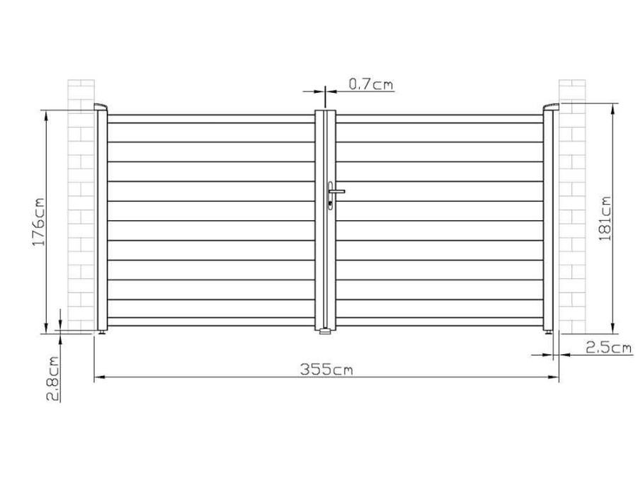 EXPERTLAND Hekjes & Poorten | Draaipoort Van Aluminium Antraciet - L355 X 181 Cm - Nazario