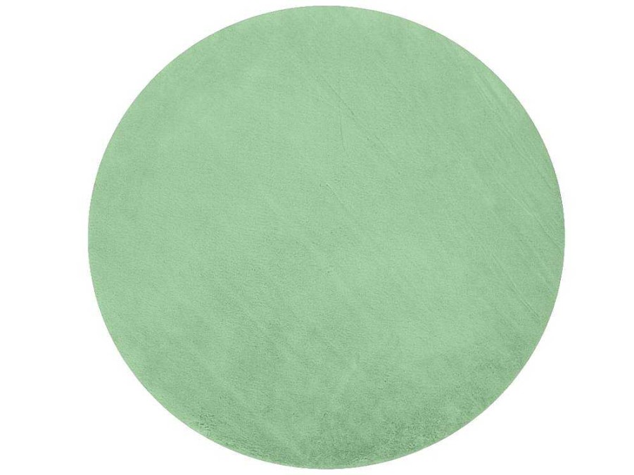 RugsX Tapijt Rond | Tapijt Bunny Rond Groen Imitatie Konijnenvacht Cercle 80 Cm