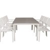 Vente-unique Tuinset | Levels Tuinmeubelset Tafel 100X160/240Cm En 6 Stoel Santorini Wit, Grijs.