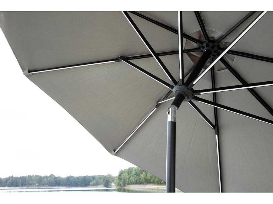 Vente-unique Parasol | Sabal Parasol Met Kantelfunctie En Led-Verlichting Grijs.