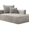 Vente-unique Chaise Longue | Chaise Longue Met Hoek Rechts Van Beige Ribfluweel Pineta