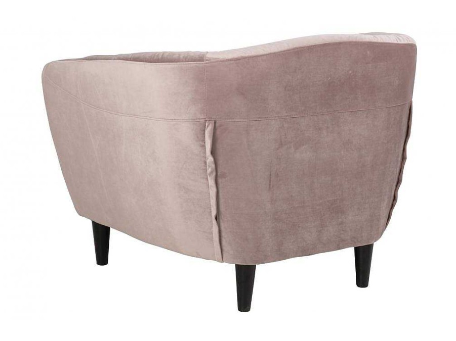 Vente-unique Fauteuil Met Holle Rugleuning | Rian Fauteuil In Dusty Rose Met Zwarte Poten.