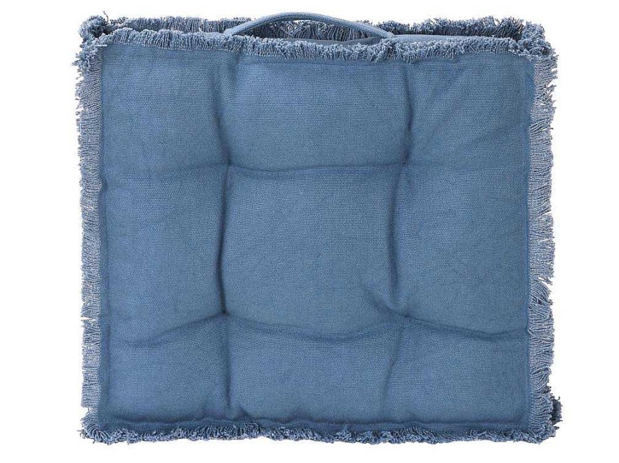 OZAIA Aanbiedingen: Woonaccessoires | Vloerkussen Van Katoen - 45 X 45 Cm - Blauw - Honduras