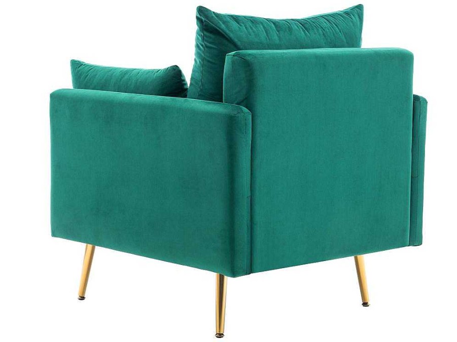 ModernLuxe Fauteuil Stof Fluweel / Suedine | Vipi Fauteuil In Fluwelen Stof Met Opbergruimte En Kussen - Poten Van Goudkleurig Metaal - Groen