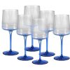 OZAIA Tafelservies | Set Van 6 Blauwe Wijnglazen Op Voet 27 Cl - D. 9.5 X H. 13 Cm - Coraly