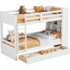 Vente-unique Kinderbed Stapelbed | Stapelbedden 2 X 90 X 200 Cm Voor Kinderen - 2 Laden + 6 Vakken + Planken - Mdf Hout - Wit