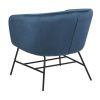 Vente-unique Fauteuil Met Holle Rugleuning | Ramy Fauteuil In Marineblauwe Stof En Zwart Metalen Onderstel.