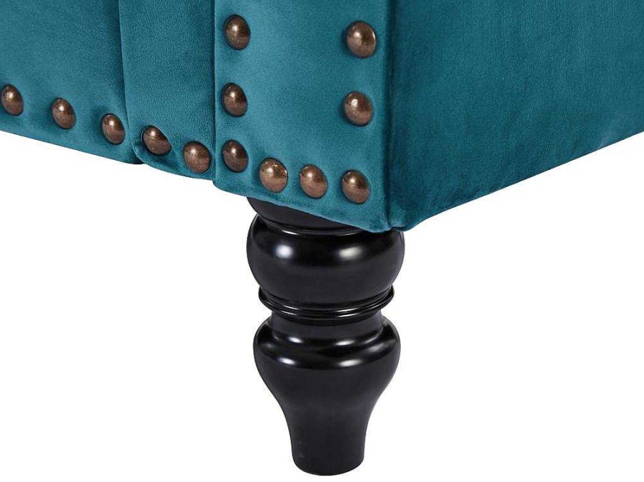 Vente-unique Chesterfield Zitbank | Driezitsbank Van Blauwgroen Velours Turner