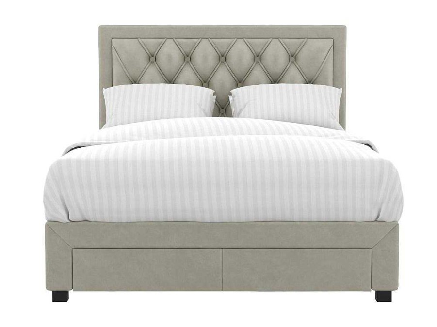 Vente-unique Fluwelen Bed | Bed Met Lades - Fluweel Champagnekleur - 140X190 Cm - Leopold