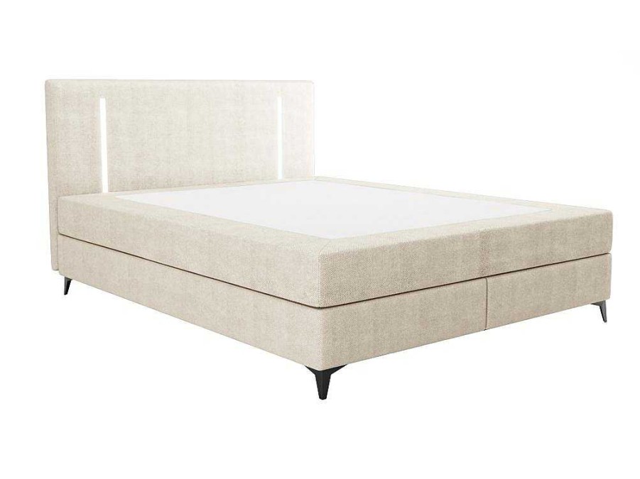 Ysmée Boxspringbed | Set Boxspring Met Hoofdbord Met Ledverlichting + Bedbodem + Matras + Dekmatras - 180 X 200 Cm - Stof - Beige - Ono Van Ysmee