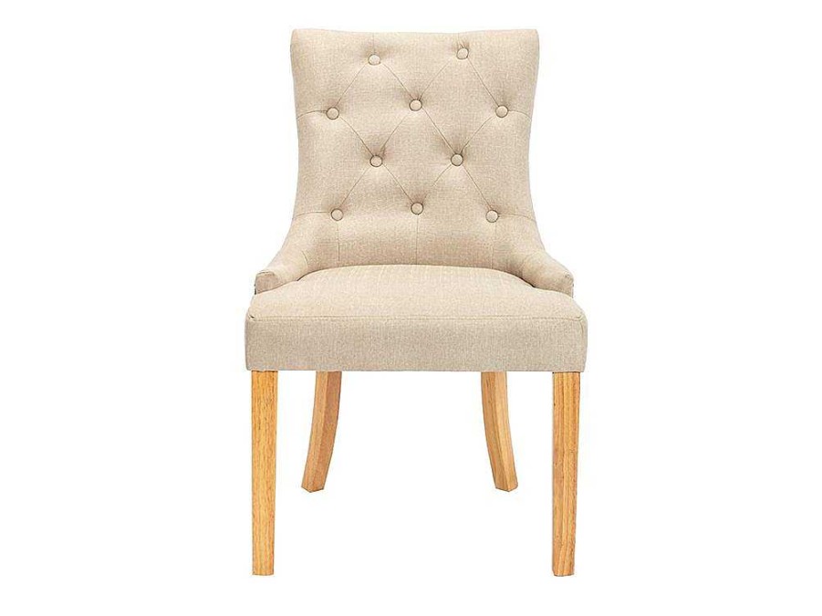 Vente-unique Stoel | Set Van 2 Stoelen Jolia - Stof En Houten Poten - Beige