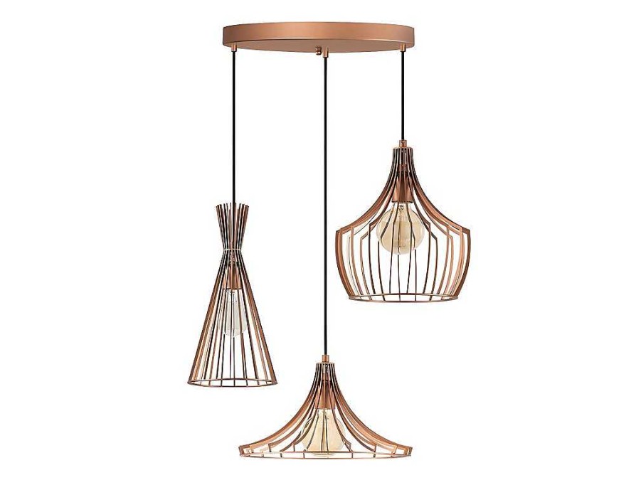 OZAIA Hanglamp | Metalen Hanglamp Mezopotamya - 3 Kappen - B55 X H113 Cm - Koperkleurig