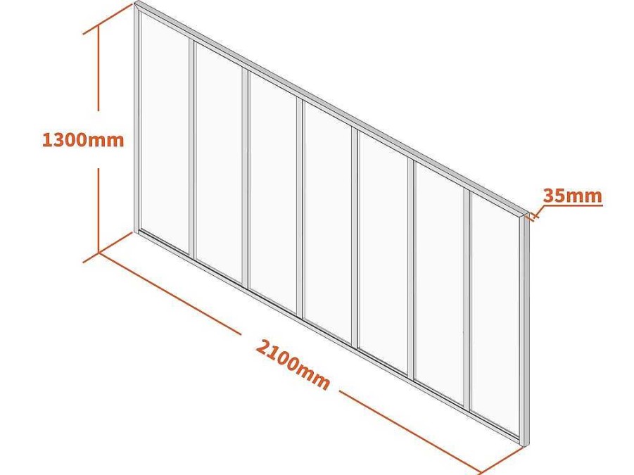 Vente-unique Glazen Binnenraam | Binnenraam Van Aluminium Met Poedercoating - 210X130 Cm - Wit - Bayview