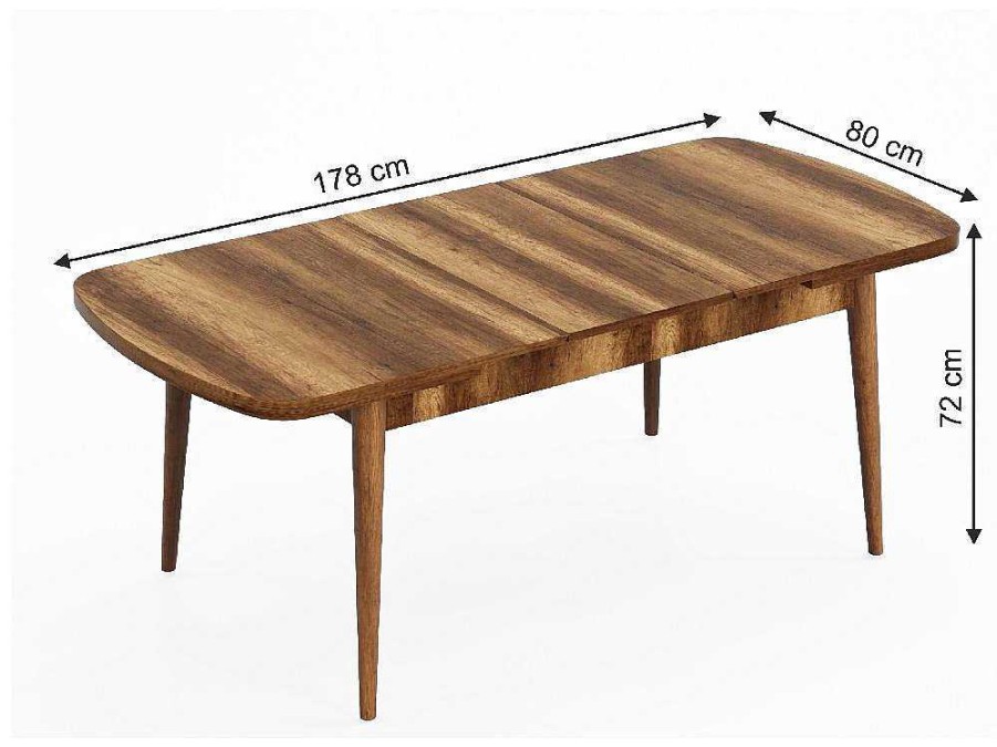 EPIKASA Eettafel | Dalila Tafel, Walnoot, 178X80X72 Cm, Epikasa