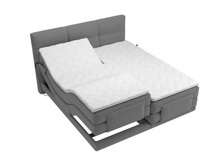 Palacio Elektrisch Relaxatiebed | Boxspring-Hoofdbordset + Elektrische Relax-Lattenbodem + Matras + Opleg 2 X 80 X 200 Cm Lichtgrijs - Lodi Van Palacio