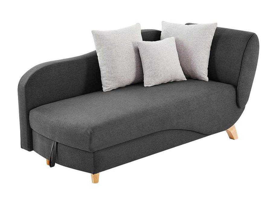 Vente-unique Chaise Longue | Slaapbank Van Antraciete Stof Met Opbergruimte - Hoek Links - Penelope