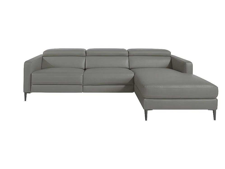 Angel Cerda Hoekbank | Chaise Longue Bank In Donkergrijs Leer Met Relaxmechanisme 6126 Angel Cerda