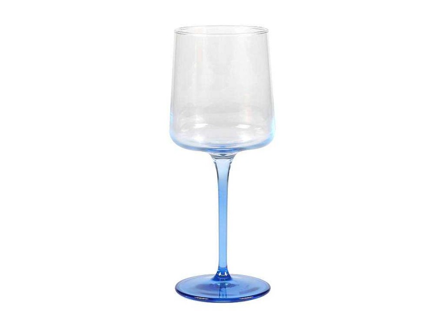 OZAIA Tafelservies | Set Van 6 Blauwe Wijnglazen Op Voet 27 Cl - D. 9.5 X H. 13 Cm - Coraly