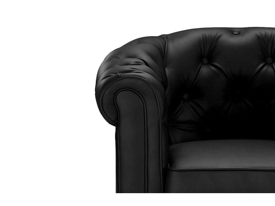 Vente-unique Fauteuil Kunstleer | Fauteuil Chesterfield Van Kunstleer - Zwart