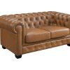 LINEA SOFA Leren Zitbank | Chesterfield 2-Zitsbank Brenton 100% Buffelleer - Vintage Caramel