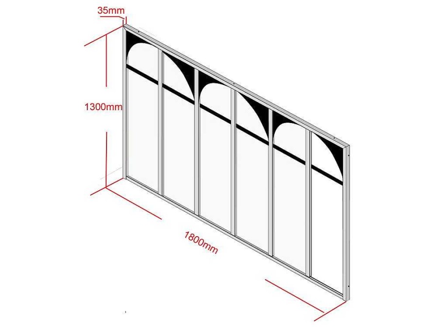 Vente-unique Glazen Binnenraam | Werkplaatsraam Art Deco Van Gepoedercoat Aluminium 180 X 130 Cm - Zwart - Arcadea