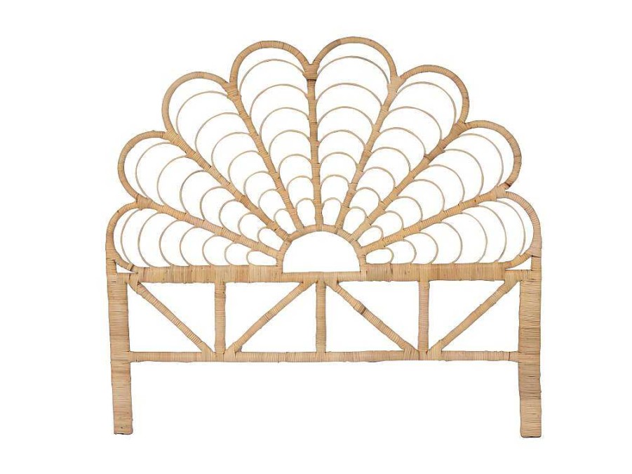 Vente-unique Hoofdeinde En Brugkast | Hoofdbord 140 Cm - Rotan - Naturel - Flosia