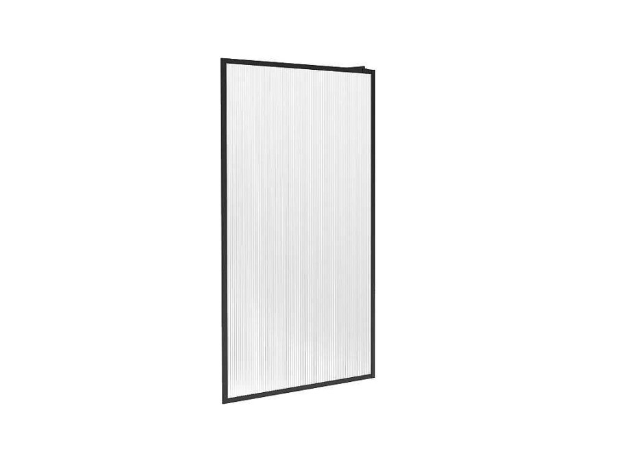 Shower & Design Douchewand | Wand Voor Inloopdouche Met Structuurglas - 120 X 200 Cm, Mat Zwart - Virana