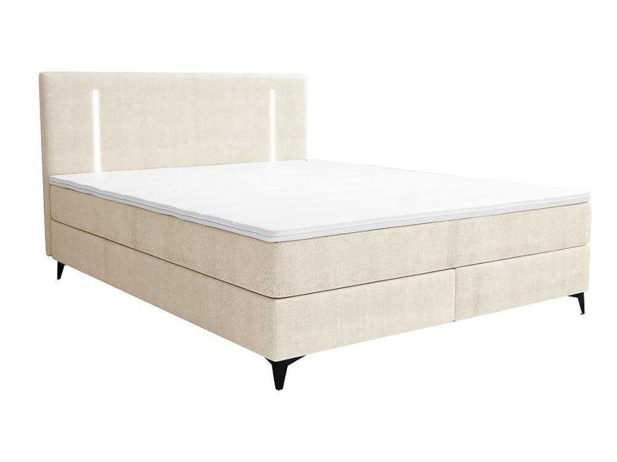 Ysmée Boxspringbed | Set Boxspring Met Hoofdbord Met Ledverlichting + Bedbodem + Matras + Dekmatras - 160 X 200 Cm - Stof - Beige - Ono Van Ysmee