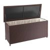 Vente-unique Tuinopslag | Kussenbox Van Polyrattan Mcw-D88 Iii, Premium Bruin, 63X135X52Cm 320L