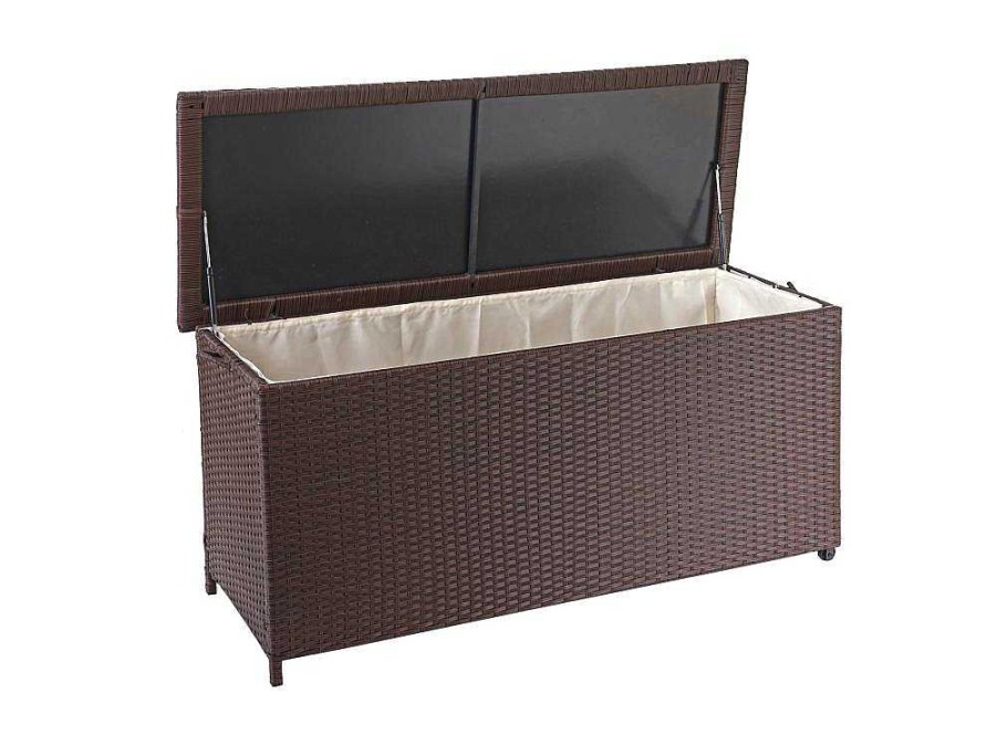 Vente-unique Tuinopslag | Kussenbox Van Polyrattan Mcw-D88 Iii, Premium Bruin, 63X135X52Cm 320L