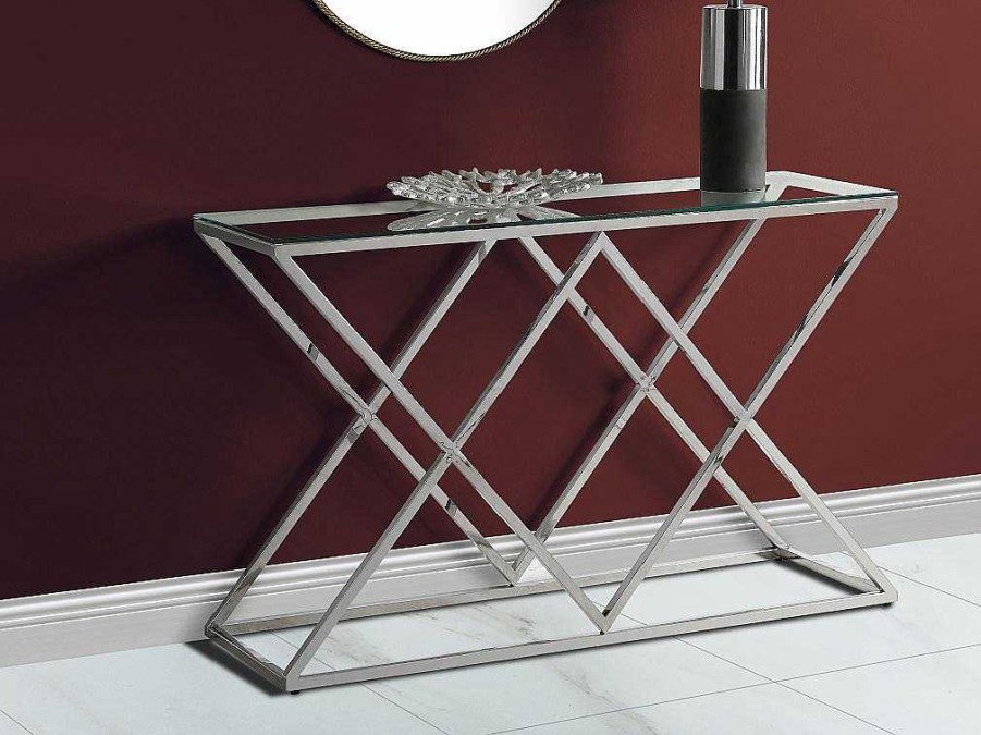 PASCAL MORABITO Sidetable | Sidetable Charlotte - Gehard Glas En Staal - Chroomkleurig - Van Pascal Morabito