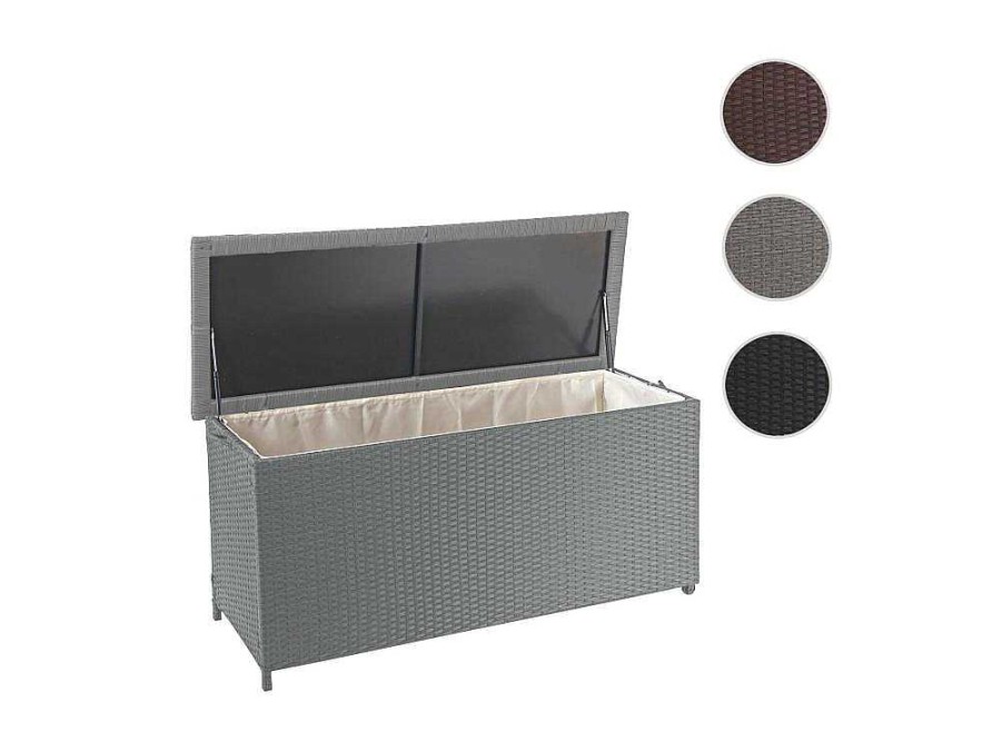 Vente-unique Tuinopslag | Kussenbox Van Polyrattan Mcw-D88 Iii, Premium Grijs, 63X135X52Cm 320L