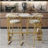 ModernLuxe Keukenmeubel | Set "Eat Standing": Bartafel En 4 Krukken - Metalen Structuur - Goud