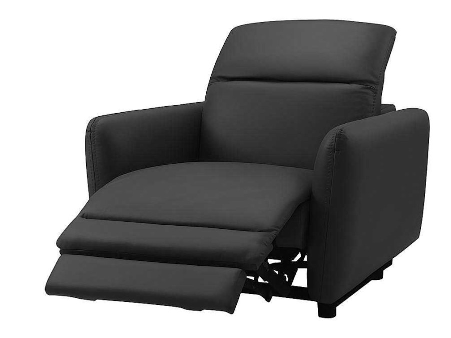 Vente-unique Relaxfauteuil | Elektrische Relaxfauteuil Cleophee Van Hoogwaardig Leer - Zwart