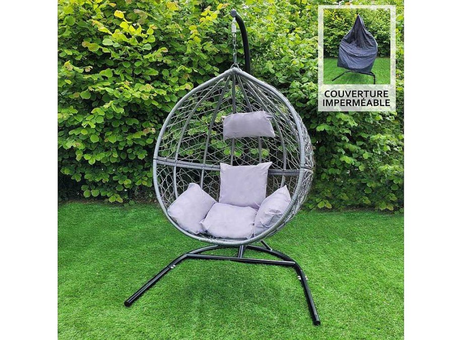 Monstershop Hangstoel | Hangstoel Egg Chair - Grijs - Max: 150 Kg