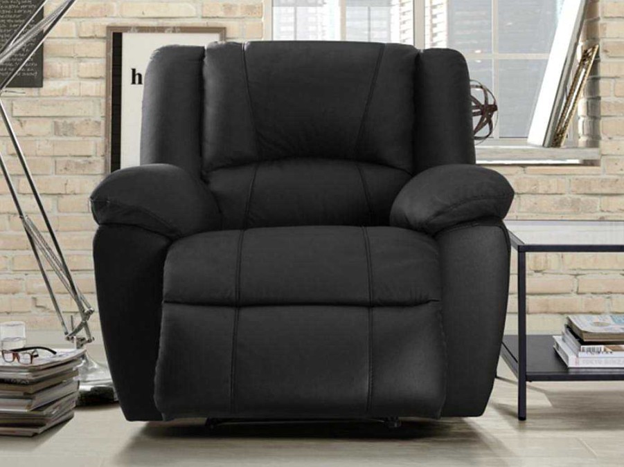 Vente-unique Relaxfauteuil | Relaxfauteuil Van Leer Aroma - Zwart