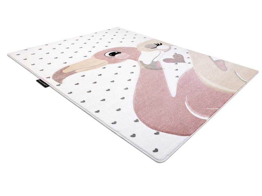 RugsX Kindervloerkleed | Tapijt Petit Flamingos Flamingo'S Hartjes Creme 80X150 Cm