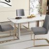 ModernLuxe Stoel | Set Van 4 Fluwelen Sledestoelen - Rugleuning Ruitpatroon - Onderstel Goudkleurig Metaal - Grijs