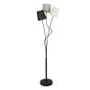 OZAIA Staande Lamp | Staande Lamp Met Hedendaagse Stijl Met 3 Lampenkappen Veritas - Metaal En Stof - 23 X 23 X 149,5 Cm - Grijs, Zwart, Wit