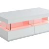 Vente-unique Salontafel | Salontafel Fabio - Wit Gelakt Mdf - Leds - 2 Lades En 2 Nissen