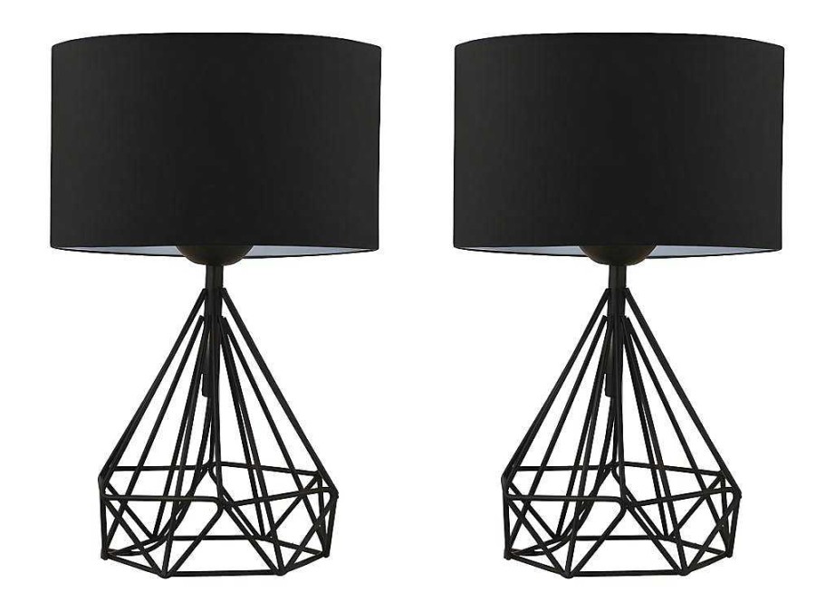 OZAIA Lamp | Set Van 2 Tafellampen Van Metaal Met Stoffen Kap - Zwart - H41 Cm - Anaia